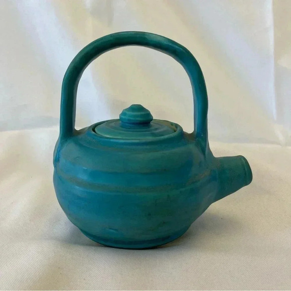 Vintage Handmade Clay Pottery Tea Pot - Picture 3 of 7